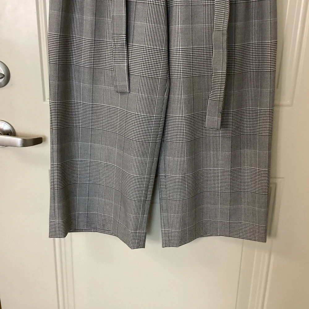 J. Crew Black White Houndstooth High-Waisted Wide-Leg Cropped Pants 6 EUC $109 - Picture 4 of 12